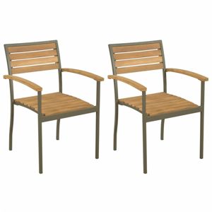 Stohovateľné záhradné stoličky 2 ks hnedá / čierna