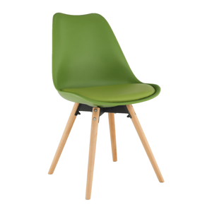 Jedálenská stolička SEMER NEW drevo / plast / ekokoža Tempo Kondela Zelená