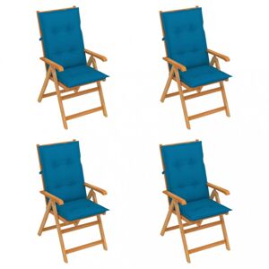 Skladacia záhradná stolička 4 ks s poduškami Dekorhome Svetlo modrá