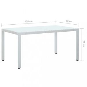 Záhradný stôl biely polyratan Dekorhome 150x90x75 cm