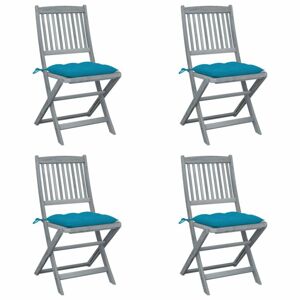 Skladacia záhradná stolička s poduškami 4 ks sivá Dekorhome Svetlo modrá