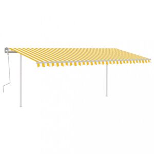 Ručne zaťahovacia markíza so stĺpikmi 400x350 cm Dekorhome Biela / žltá