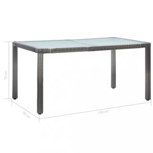Záhradný stôl sivý polyratan / sklo Dekorhome 150x90x75 cm