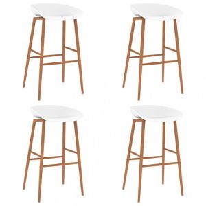 Barové stoličky 4 ks plast / kov Dekorhome Biela / hnedá