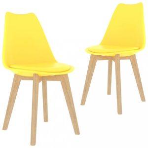 Jedálenská stolička 2 ks plast / umelá koža / buk Dekorhome Žltá