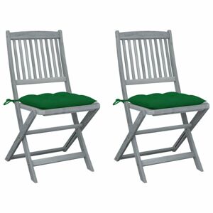 Skladacia záhradná stolička s poduškami 2 ks sivá Dekorhome Zelená