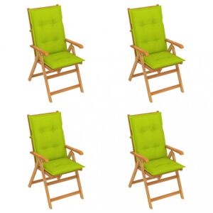 Skladacia záhradná stolička 4 ks s poduškami Dekorhome Svetlozelená