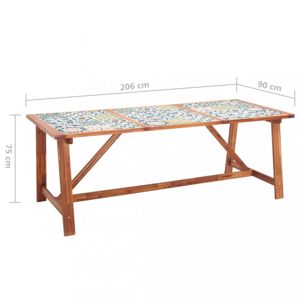 Záhradný jedálenský stôl mozaika / masívna akácia Dekorhome 206x90x75 cm