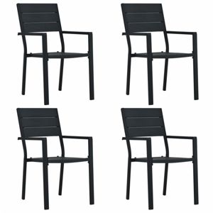 Záhradné stoličky 4 ks HDPE drevený vzhľad Dekorhome Čierna