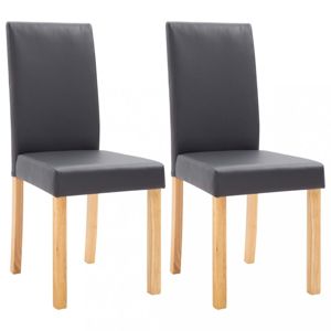 Jedálenská stolička 2 ks umelá koža / drevo Dekorhome Tmavosivá
