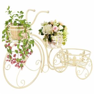 Stojan na kvety bicykel biela s patinou