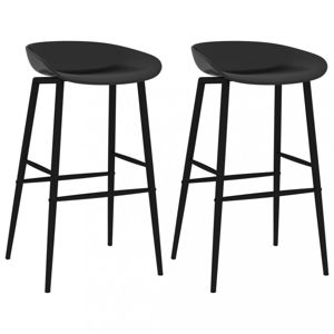 Barové stoličky 2 ks plast / kov Dekorhome Čierna