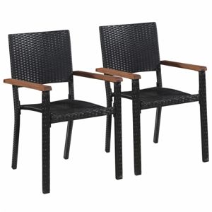 Záhradné stoličky 2 ks čierna / hnedá