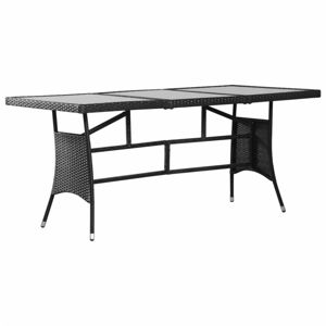 Záhradný stôl 170 x 80 cm čierny polyratan