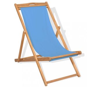 Kempingová stolička teakové drevo Dekorhome Modrá
