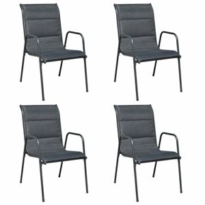 Stohovateľné záhradné stoličky 4 ks oceľ / textilen Dekorhome Čierna