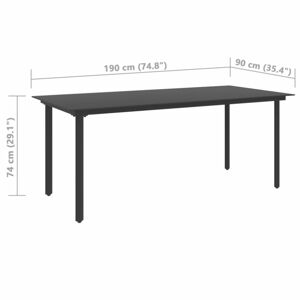 Záhradný jedálenský stôl čierna / sklo Dekorhome 190x90x74 cm