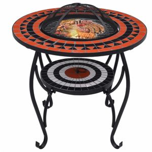 Mozaikový stolík s ohniskom Dekorhome Biela / oranžová