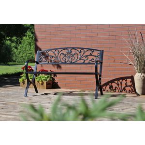 Záhradná lavička s patinou oceľ / liatina