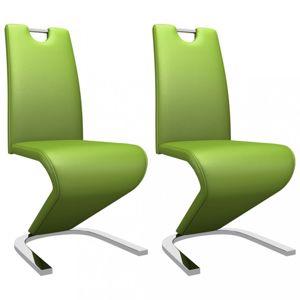 Jedálenská stolička 2 ks umelá koža / chróm Dekorhome Zelená