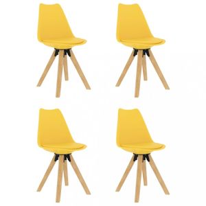 Jedálenská stolička 4 ks plast / umelá koža / buk Dekorhome Žltá