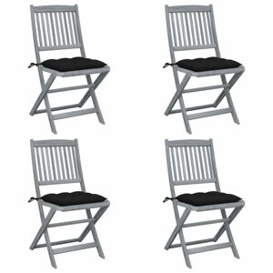 Skladacia záhradná stolička s poduškami 4 ks sivá Dekorhome Čierna
