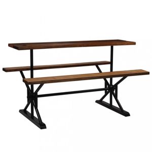 Barový stôl s lavicami čierna / hnedá Dekorhome 180 cm