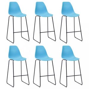 Barové stoličky 6ks plast / kov Dekorhome Modrá