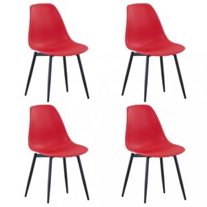 Jedálenská stolička 4 ks plast / kov Dekorhome Červená