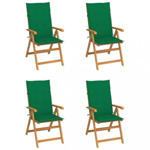 Záhradná stolička 4 ks teak / látka Dekorhome Tmavo zelená