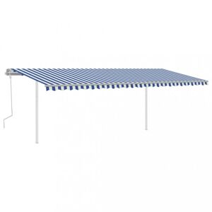 Ručne zaťahovacia markíza so stĺpikmi 300x250 cm Dekorhome Biela / modrá