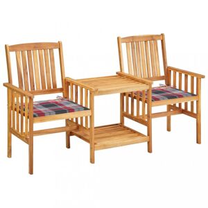 Záhradná stolička s čajovým stolíkom a poduškami Dekorhome Červený vzor