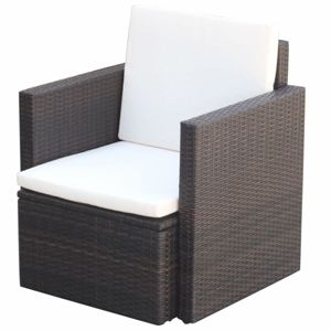 Záhradná stolička s poduškami hnedá / krémová