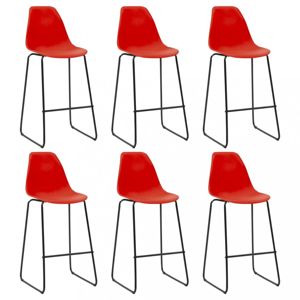 Barové stoličky 6ks plast / kov Dekorhome Červená