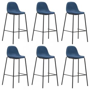 Barové stoličky 6ks textil / kov Dekorhome Modrá