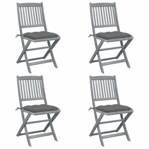 Skladacia záhradná stolička s poduškami 4 ks sivá Dekorhome Sivá