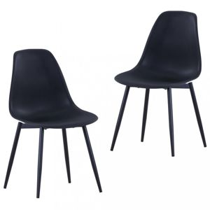 Jedálenská stolička 2 ks plast / kov Dekorhome Čierna