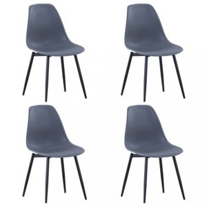 Jedálenská stolička 4 ks plast / kov Dekorhome Sivá
