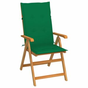 Skladacia záhradná stolička s poduškami teak / látka Dekorhome Tmavo zelená