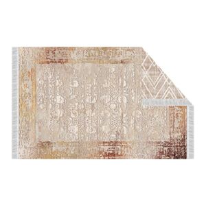Obojstranný koberec so strapcami NESRIN béžová / vzor Tempo Kondela