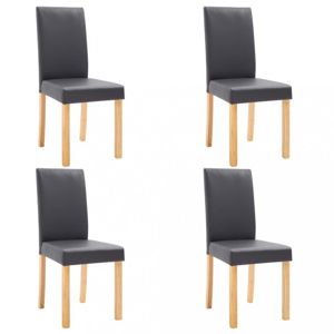 Jedálenská stolička 4 ks umelá koža / drevo Dekorhome Tmavosivá