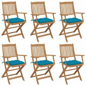 Skladacia záhradná stolička s poduškami 6 ks Dekorhome Modrá