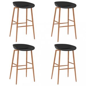 Barové stoličky 4 ks plast / kov Dekorhome Čierna / hnedá