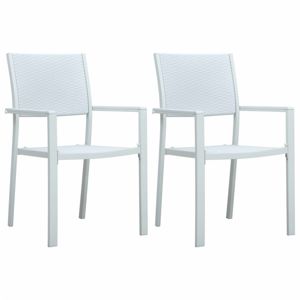 Záhradné stoličky 2 ks plast / oceľ Dekorhome Biela