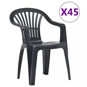 Stohovateľné záhradné stoličky 45 ks plast Dekorhome Antracit
