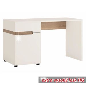 PC stôl LYNATET TYP 80 biela vysoký lesk / dub sonoma tmavý truflový Tempo Kondela