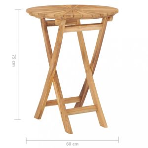 Skladací záhradný stôl teakové drevo Dekorhome ø 60 cm