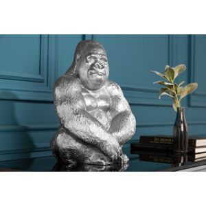 Dekoračná socha gorila ZHAM Dekorhome Strieborná