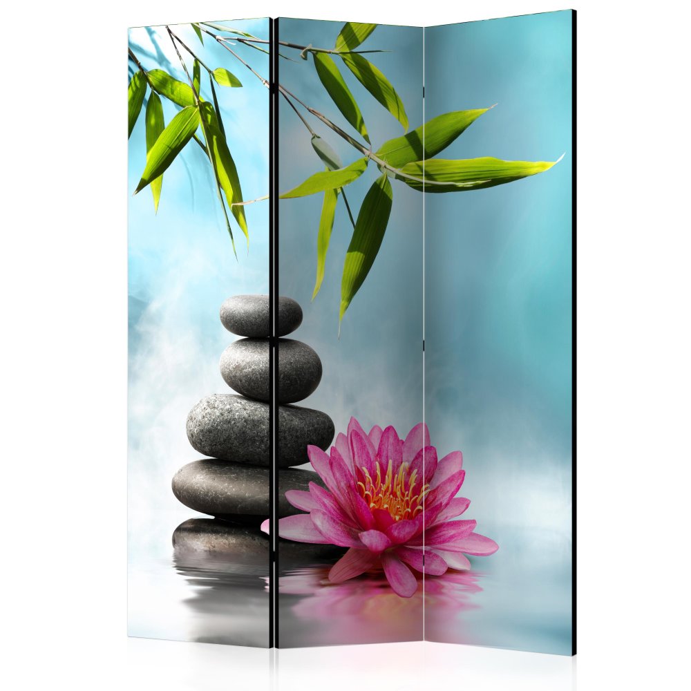 Paraván Water Lily and Zen Stones Dekorhome 135x172 cm (3-dielny)