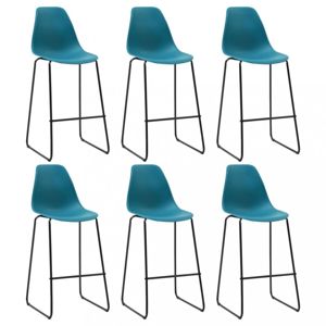 Barové stoličky 6ks plast / kov Dekorhome Tyrkysová